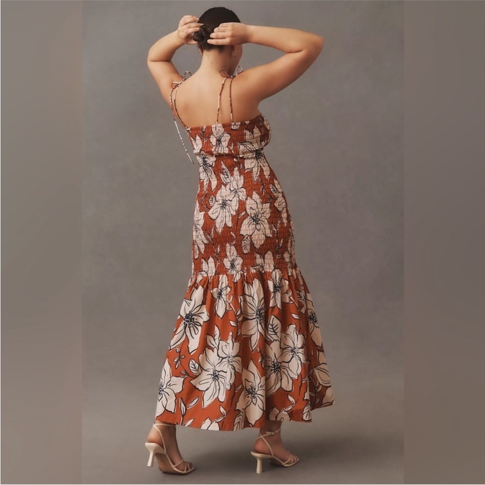 NWT Anthropologie Dhrur Kapoor smocked flounce hem dress - Picture 2 of 9